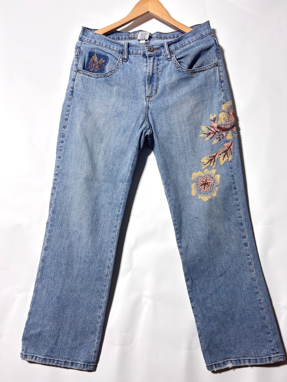 Vintage Z Cavaeichi Floral Beaded Jeans Size 12
